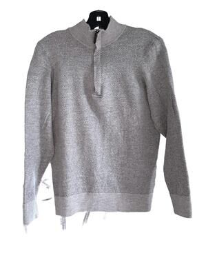 Vineyard Vines Women's 100% Merino Wool Gray Half-Zip Crew Neck Sweater - Large